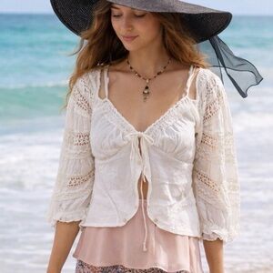 FP Movement by Free People White Lace Blouse